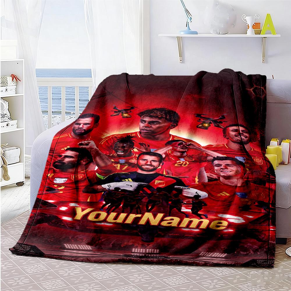 Atletico Madrid Customize Text Blanket Multi-purpose Personalized Blanket Ultra-Soft Versatile for Office Sofa Chair Couch Four Seasons Universal