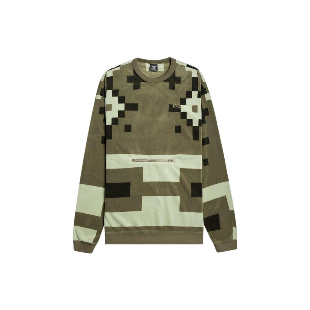 Nike Sb Icon Nomad Printed Plaid Embroidered Logo Crewneck Long Sleeve Sweatshirt Men Sweatshirt Green BV0877-222