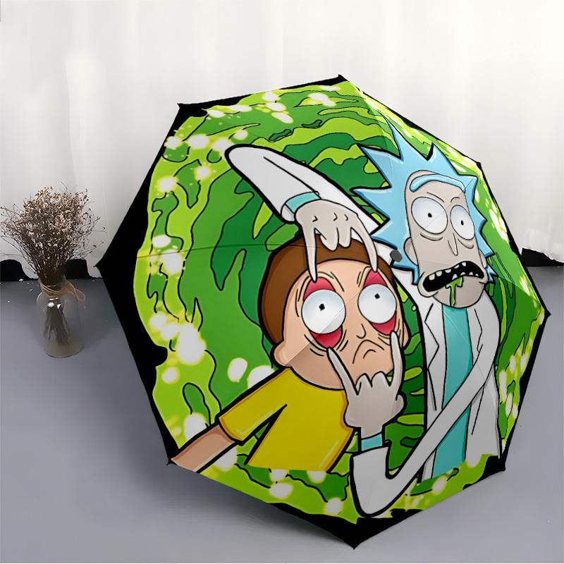 1PC Rick "Morty" Automatic Folding Umbrella, Automatic Folding Umbrella with 8 Ribs, Convenient for Outdoor Use 068