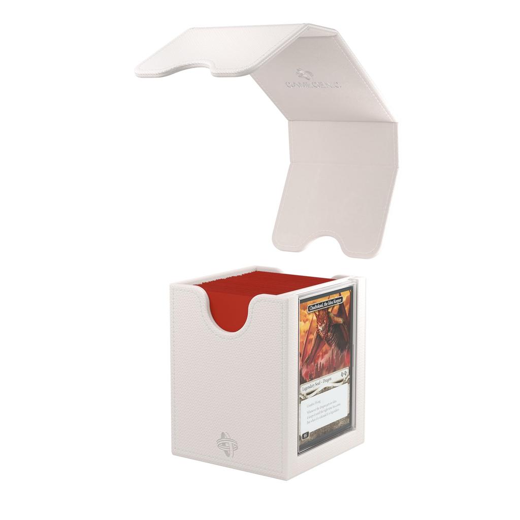Gamegenic Squire Plus XL Convertible Deck Box Holds 100 Premium Commander Card Detachable Slide Card Armor Fiber White Made of 100+ - double-sleeved