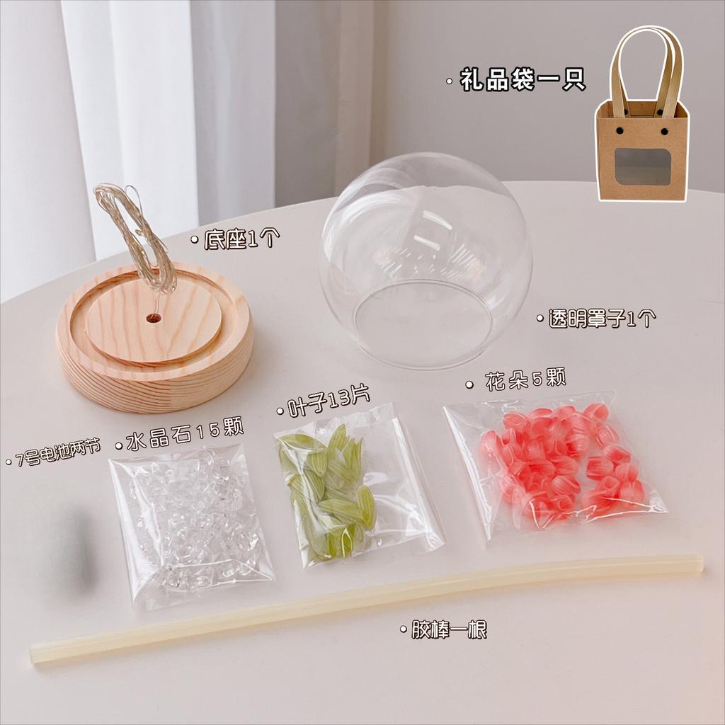 Handgefertigte künstliche Blume Tulpe Nachtlicht Schrumpffolie DIY-Material Nachttisch-Schlaflicht Ornament Valentinstagsgeschenk