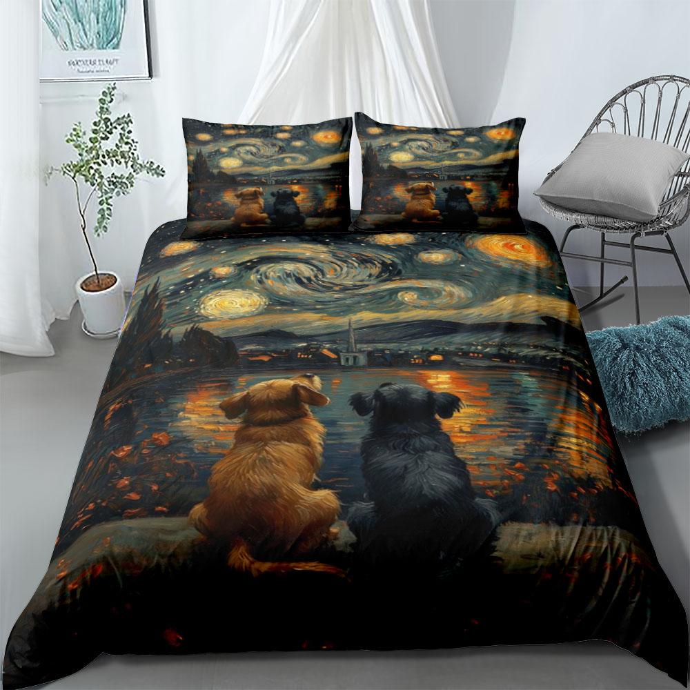 

Graffiti Dogs Duvet Cover Set UK Single Double Queen US Twin Full King Size pkm Bed Linen Set 100x135cm-2pcs
