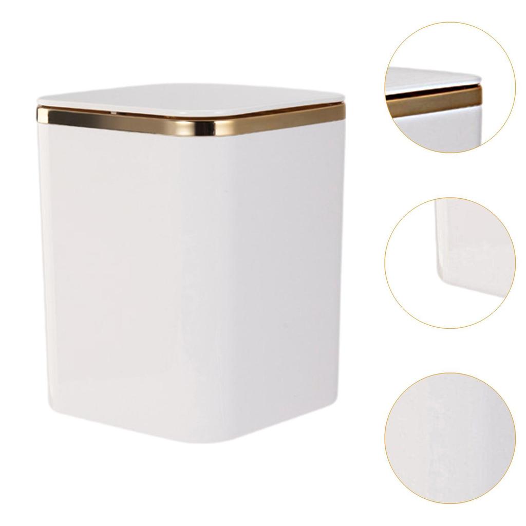 Kleiner Mülleimer Mini-Abfallkorb mit Druckdeckel Schreibtischmülleimer Abfallkorb für Wohnzimmer Büro Schlafzimmer daneben