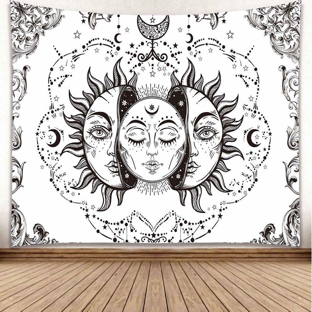 Tapestry face of the sun white queen 75x100 чёрный