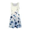 Damen Sommer Casual U-Ausschnitt Blumendruck Kleid Ärmelloses Kleid mit Taschen