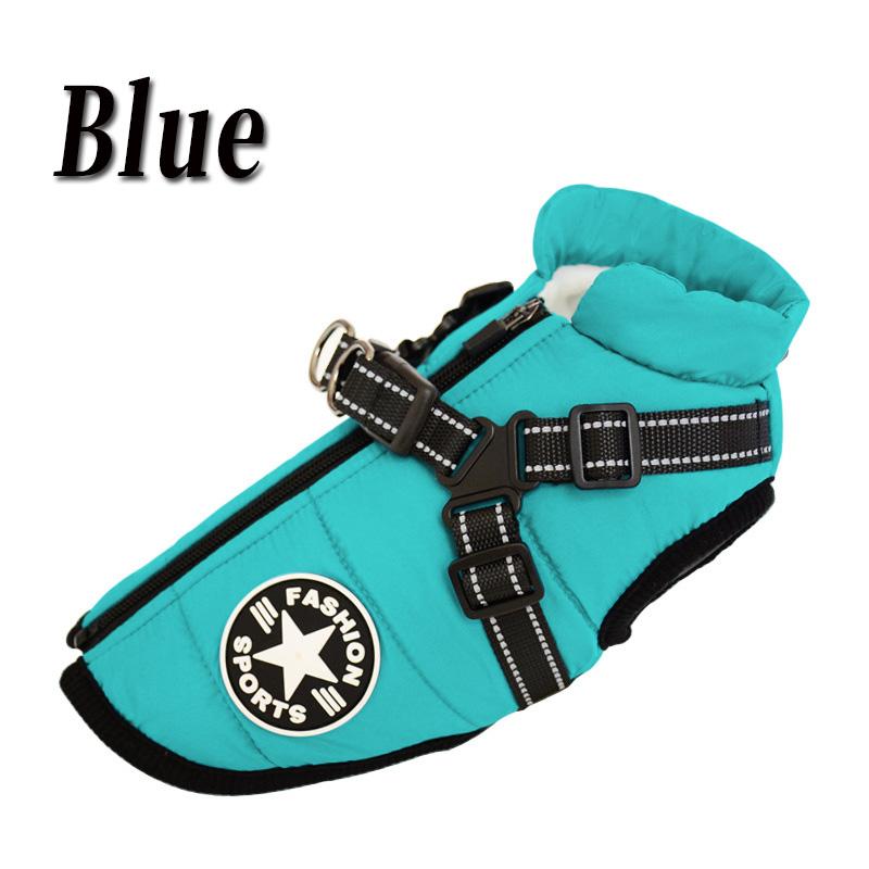 Winter Waterproof Dog Clothes with Harness Warm Pet Dog Cotton Jacket for Small Large Dogs Puppy Clothing French-Bulldog Coat