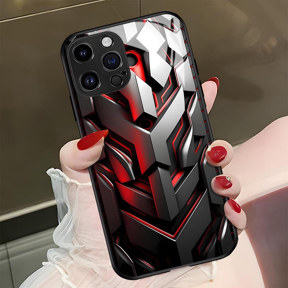 Gundam Mecha Wind iPhone15 Mobile Phone Case Apple 16promax Glass Case 14 Cool Boy Protective Case 13