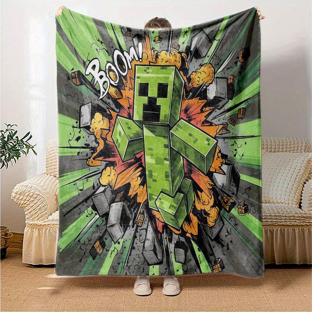 Minecraft Flannel Blanket, High quality Comfortable for All Seasons, Home Decor, Warmth and Comfort