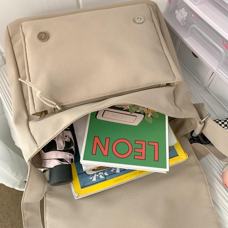 Crossbody Bag Women's Simple Shoulder Bag Large Capacity Retro Girl Student Class Book Mail Carrier Bag Tide