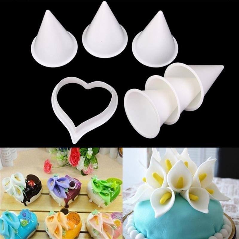 

6 шт./набор Пластиковая форма для торта в виде цветка каллы, Форма для мастики, Форма для печенья, Форма для украшения торта, Сделай сам, Свадьба