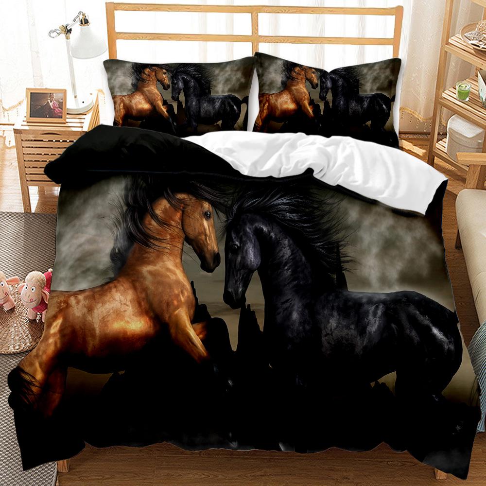 Horse Duvet Cover Set Horse Running In Starry Sky Print Twin Bedding Set For Adults Animal Queen King Size Qulit Cover