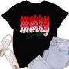Womens Merry Christmas TShirt for Men and Women Crew Neck Short Sleeve Cotton Top All Seasons Casual Fashion Soft Comfortable