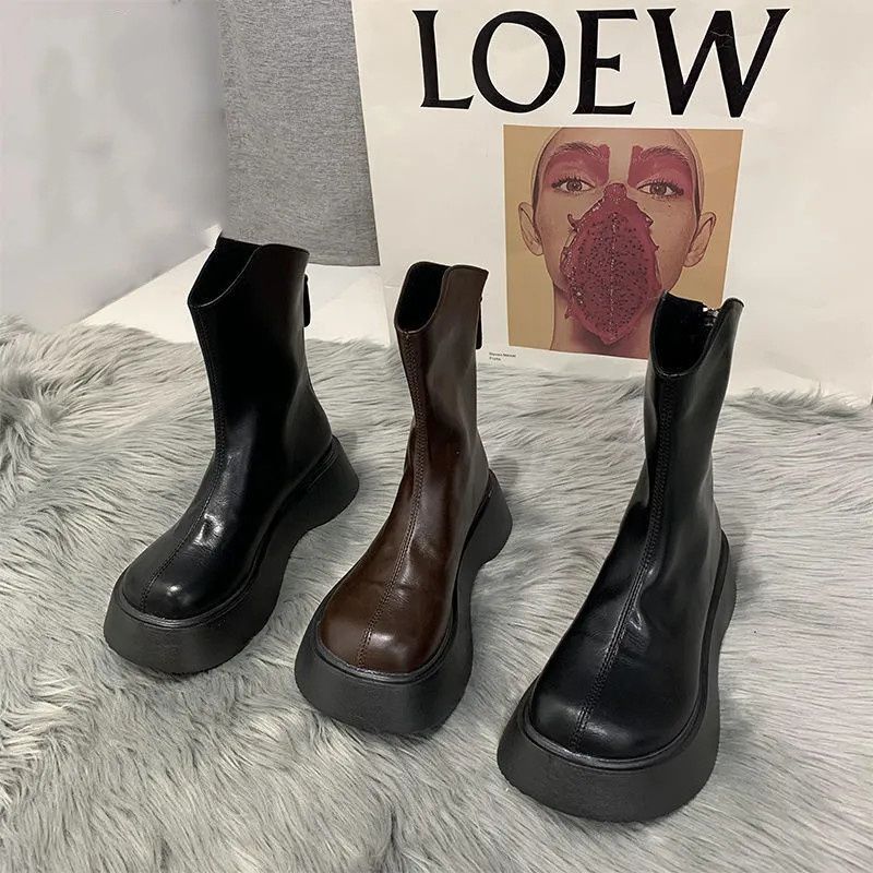 Spring and Autumn New Internet Celebrity Versatile Martin Boots Children 2025 Muffin Thick Sole After Zipper Thin Short Boots Ins Tide