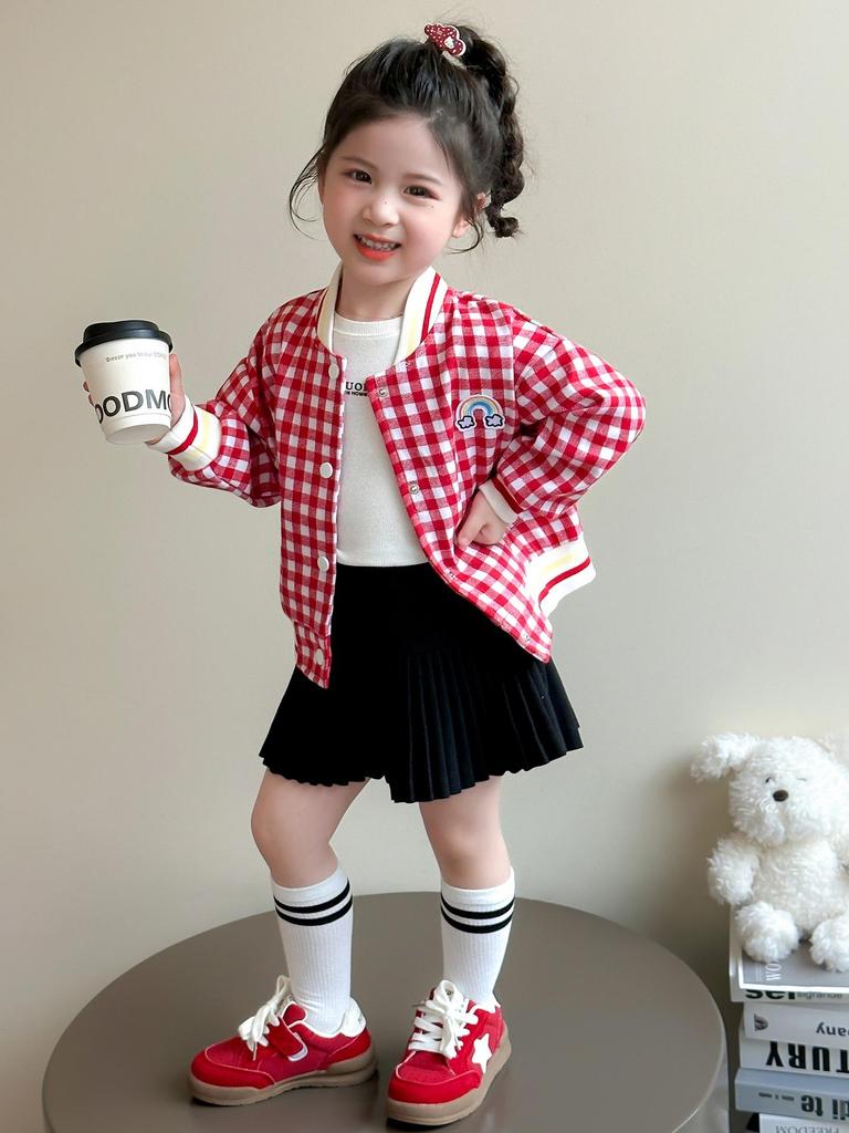 2025 Girls' Spring/Autumn Fashionable Baseball Jacket - Casual Outerwear for Baby Girls