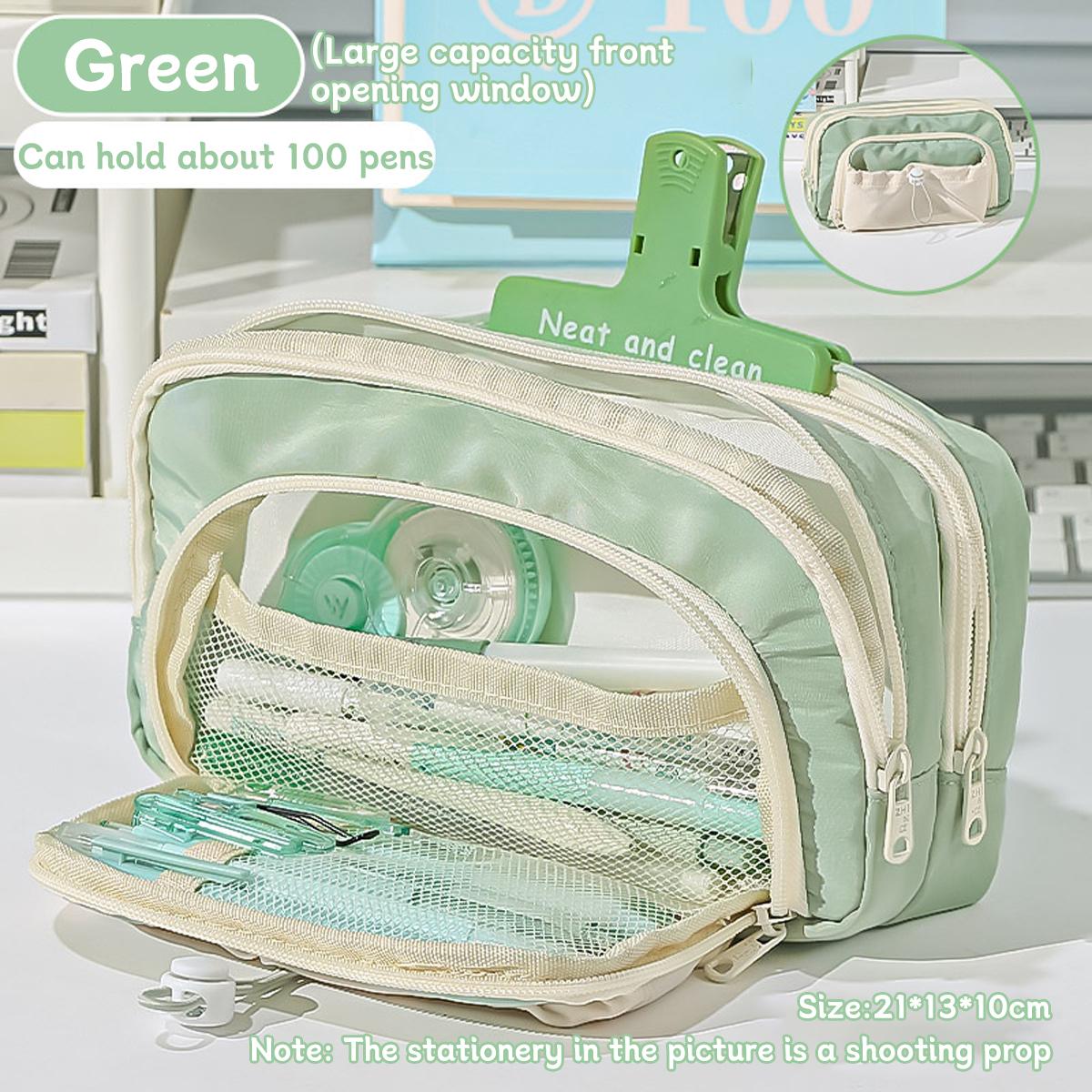 Nieuwe Kawaii Student Potloodtas Grote Capaciteit Schattige Pennen Etui Stijl Opbergtas voor Schrijfwaren School Schrijfwaren Benodigdheden groen