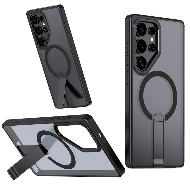 Magnetic Phone Case With Built-in Kickstand Galaxy S25 Edge S26 Ultra S24 Series TPUAcrylic Cover