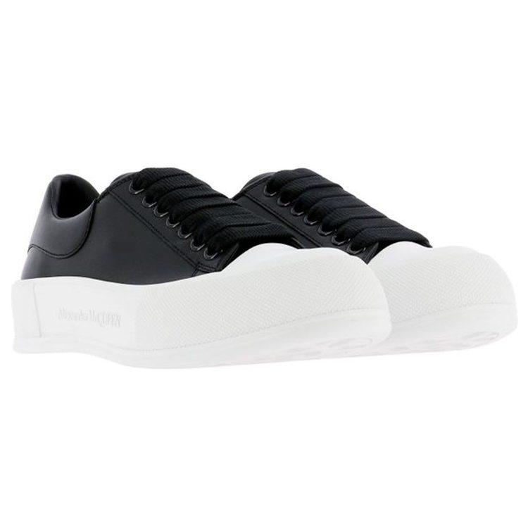 Alexander Mcqueen Deck Plimsoll Lace Up Sneakers 'Black White' Women's 667245WIAB61070