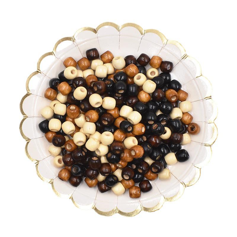 12MM Large Hole Colored Wooden Barrel Beads for DIY Children's Beading, Dreadlocks, and Braiding Accessories.