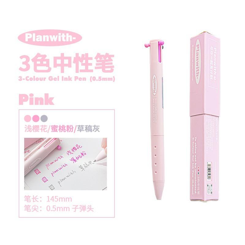3/12 Color 3 in 1 Multi Functional Click Gel Pen Retractable Ballpoint Pen for Journal Writing Stationery School Office Supplies
