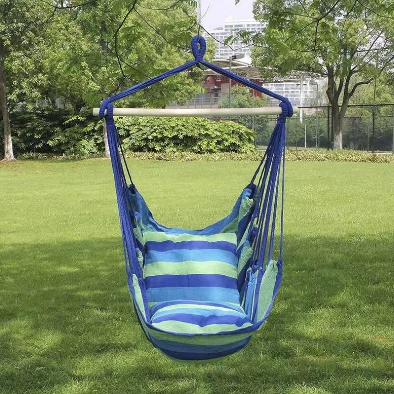 Outdoor Garden Swings Half-wrapped Canvas Hammock Chair Indoor Stress Reduction Hanging Chair Leisure Garden Chair
