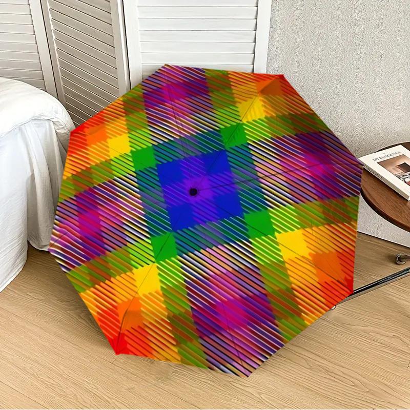 

1PC Colorful Abstract Geometric Design Automatic 8-Bone Folding Umbrella - Durable Polyester & Iron Frame,Userfriendly Operation yy250929165
