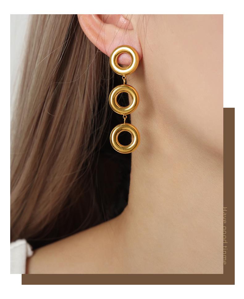 Modern Geometric Gold-Plated Titanium Steel Bracelet & Earring Set