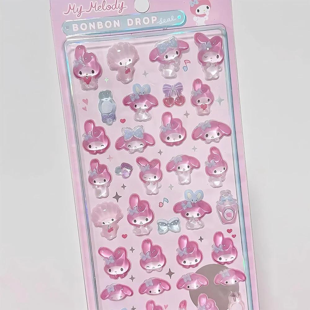 Style7 Sanrio Series 3D Stickers Stereoscopic Relief Crystal Bubble Cute My Melody Kuromi Cartoon Kid Reward Decals Decoration