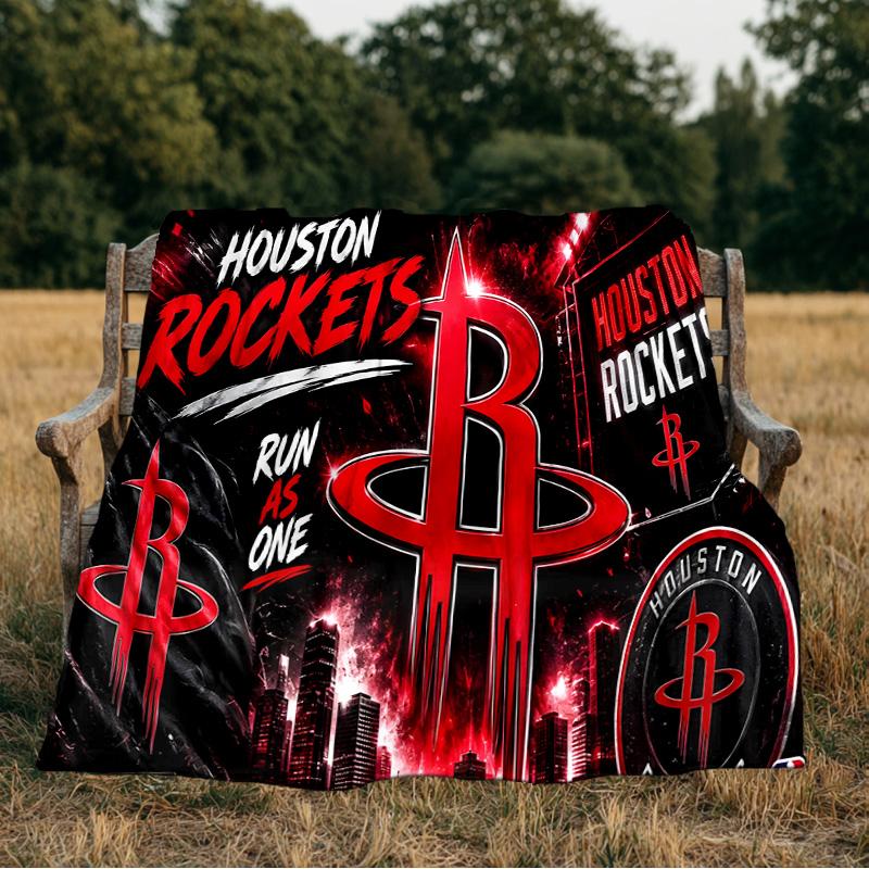 Houston Rockets Flannel Blanket, Use for Birthday/Holiday Gift, Soft Blanket for Sofa/Bed/Camping/Office/Tourism Use,All Seasons