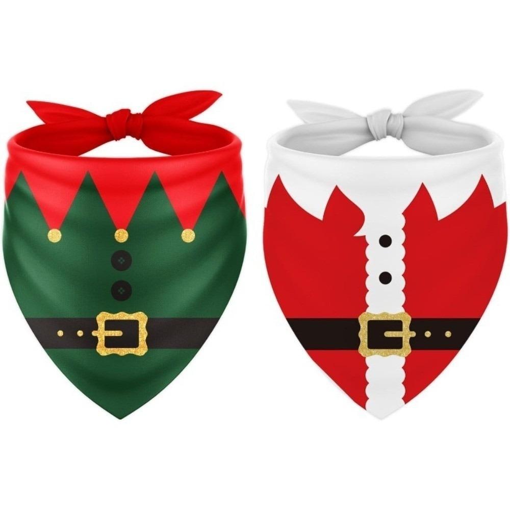 Red Green Santa Elf Triangle Bib Scarf Tie-on Pet Neck Scarf Small Medium Dogs