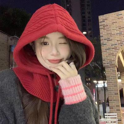 Balaclava Invernale Coreana in Maglia di Lana: Sciarpa Calda da Donna e Cappello Proteggi-Orecchie