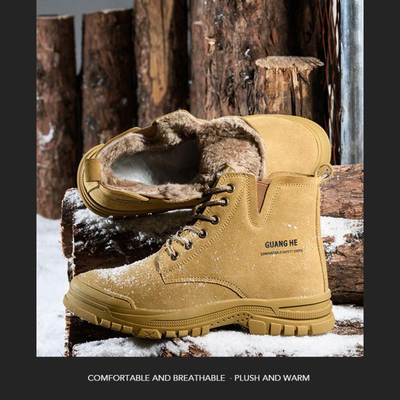 Safety Shoes Work Shoes Fleece-lined Thickened Warm Steel Toe Security Boots Winter Warm Work Boots Construction Work Shoes