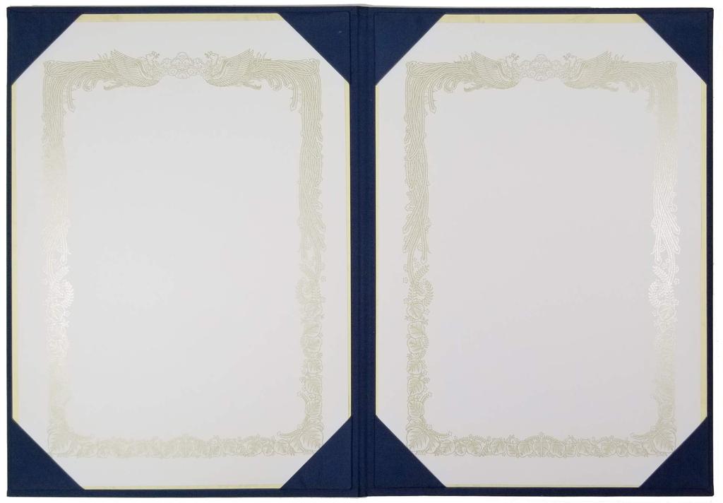 Mino Shokai Certificate Navy No Pad 2 File, Cloth, Blue, (A4, Sheets, 9272-08)
