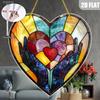 1pc Handheld Heart-Shaped Sun Catcher, Garden Sun Catcher, Decorative Plaque and Ornament, Colorful Window Hanging, Floral Decoration, Holiday Gift 