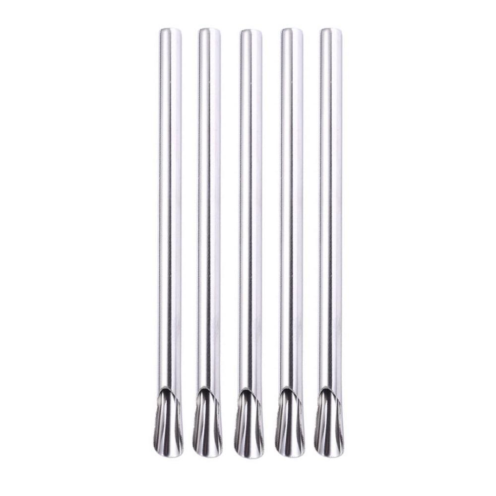 

5pcs Stainless Steel Bubble Tea Straws Eco-friendly Smooth surface Smoothie Straw Spoon Reusable Stirring Spoon Milkshake серебряный