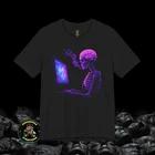 

Neon Cyber Skull Skeleton at Computer Tee | Vaporwave Tech Shirt M