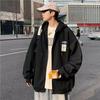Men's Trendy Hooded Waffle-Weave Zip-Up Cardigan Sweatshirt for Spring/Autumn Hong Kong Style