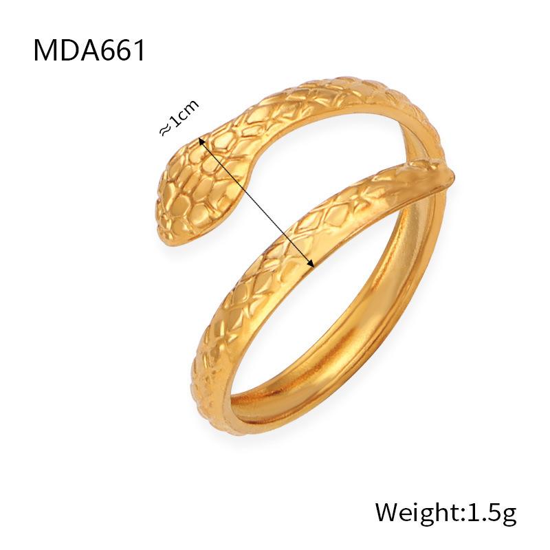 New Style Fashion Niche Design Titanium Steel Gold-plated Animal Snake-shaped Winding Ring Jewelry Women