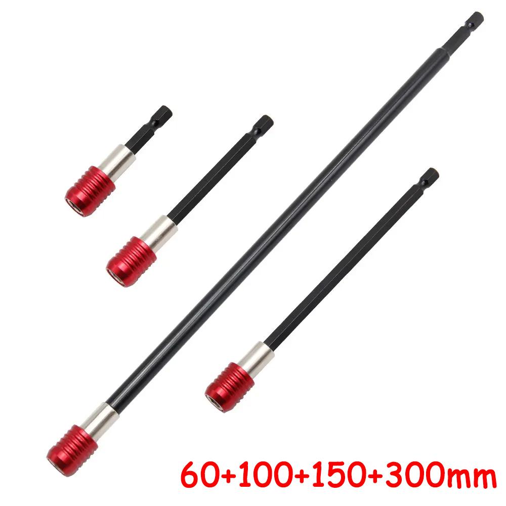60mm/100mm/150/300mm Quick Release Self-locking Socket Extension Bar Rod Set Kits 1/4 Inch Hex Shank Holder Drill Bits Hand Tool