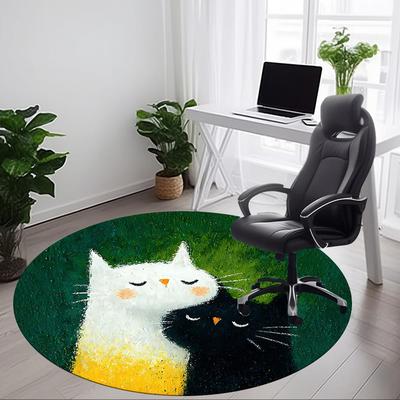 1pc Cats Friendship Office Round Area Rug, Under Office Chairs Bedroom Living Room Home Decor, Room Deco, Available In Various Sizes