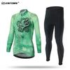 Womens Cycling Jersey Set Long Sleeve Breathable Bike Riding Outfit Sportswear