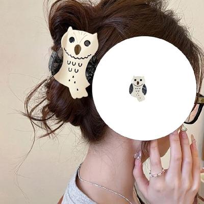 Smooth Hair Claw Clip Medium Size Owl Design Gentle On Scalp Claw Clip Barrettes