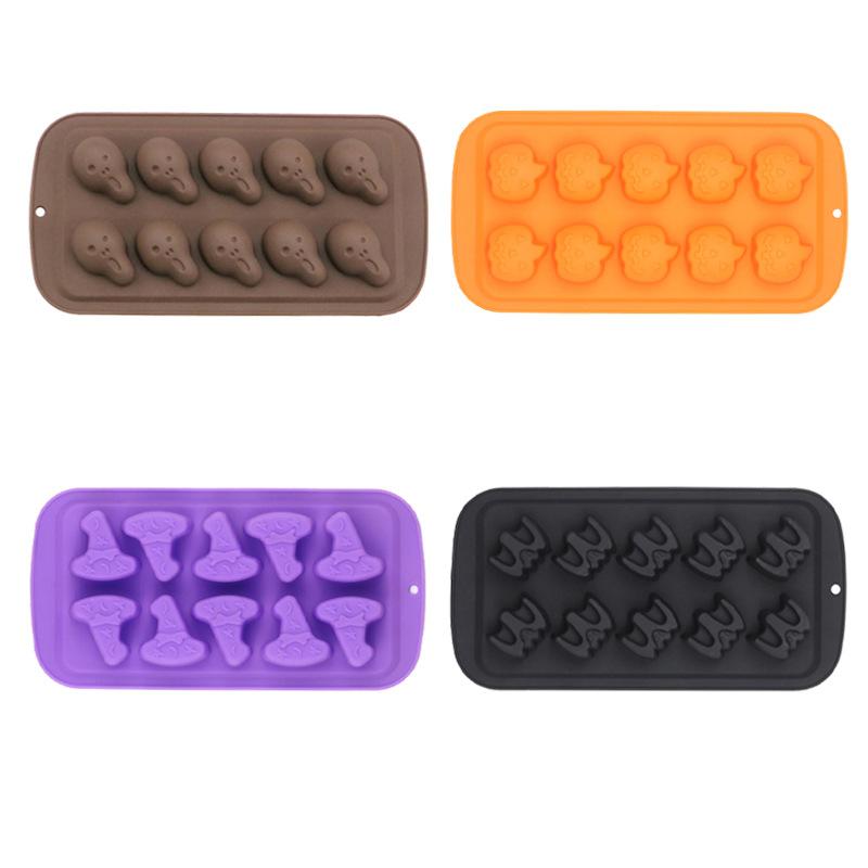 Halloween Formen Schädel Kürbis Schokolade Silikonform Hexe Geist Design Fudge Kuchenform Dessert Dekorieren Backwerkzeuge