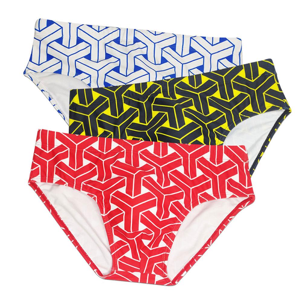 Men Swim Briefs Trunks Color Blocking Fashion Print Tight Fit Sexy Swimwear Beach Wear Tanning Surfing GYM