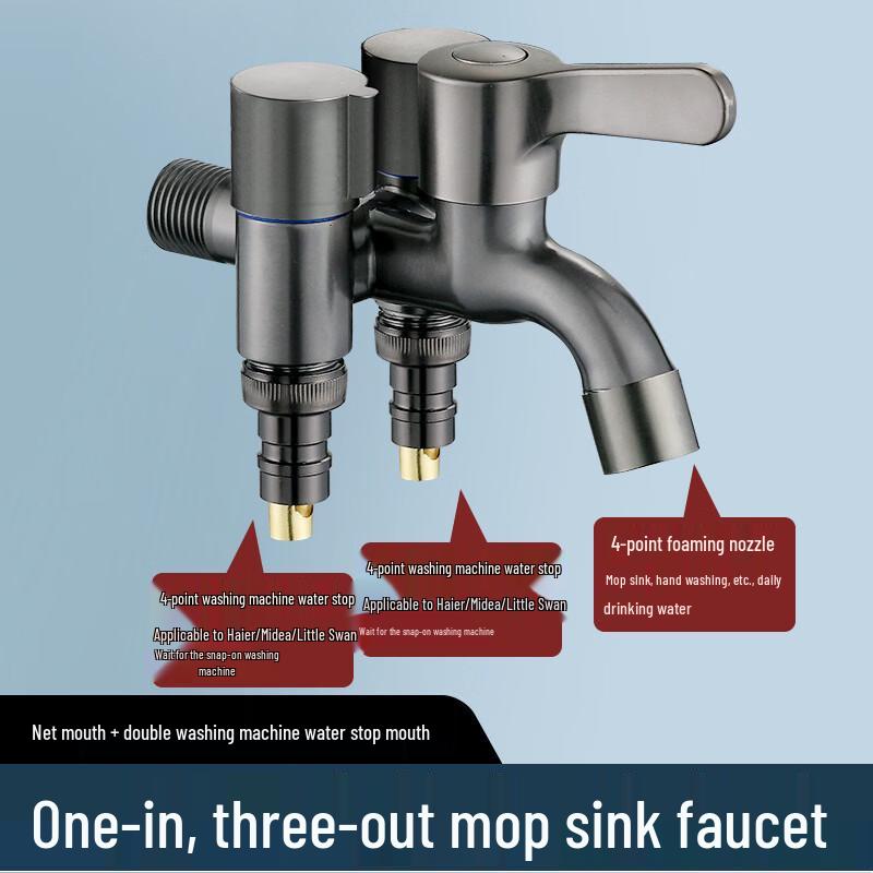 Yipan 1-In-3-Out Wall-Mounted Washing Machine Faucet