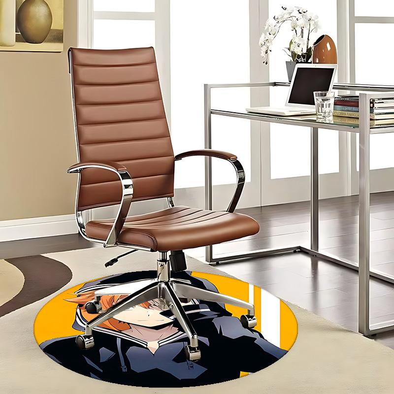 1pc Anime Design Round Carpet - Office Chair Mat for Dazai Soujyōji Fans | Non-Slip Rug Suitable for Home Decor