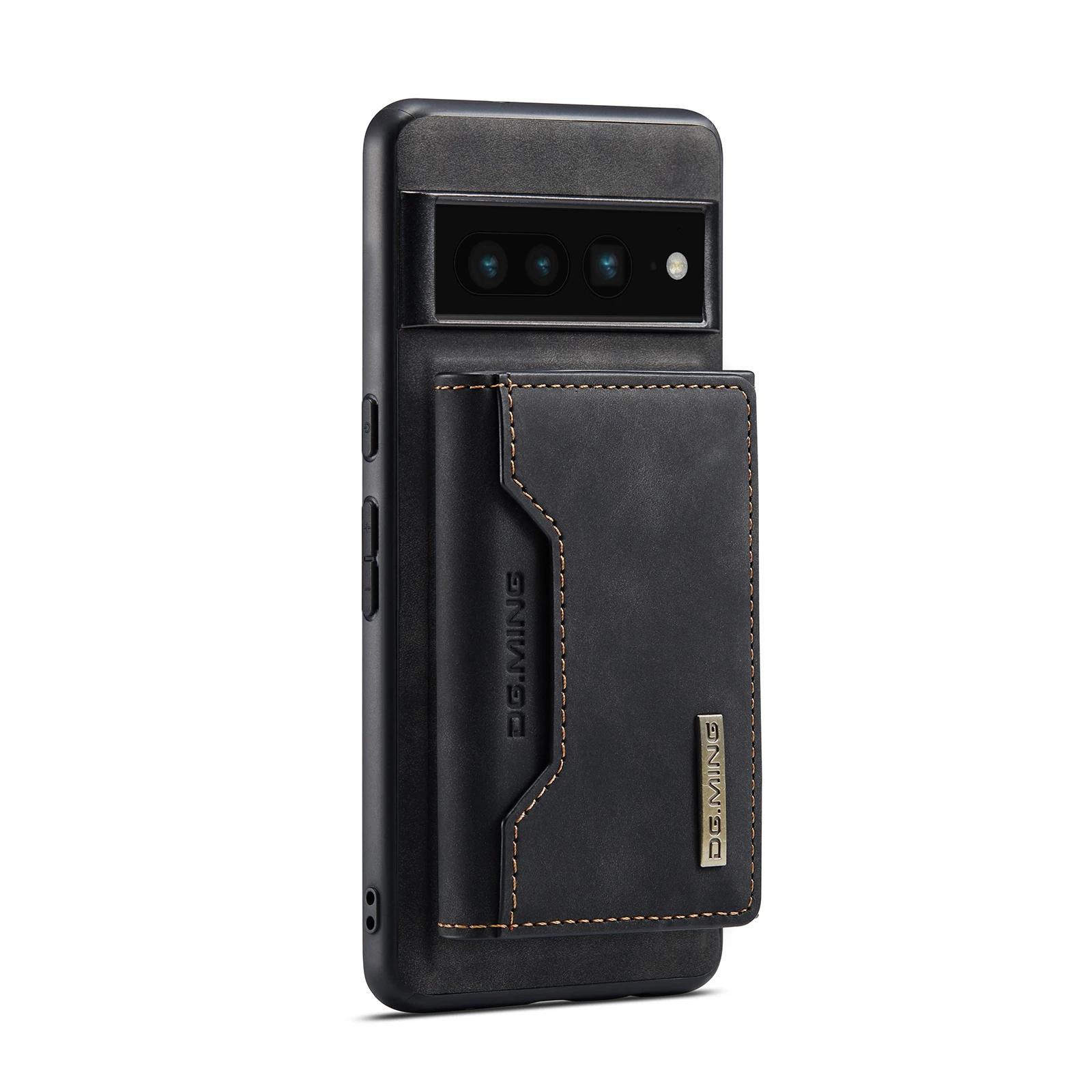 

2 In 1 Detachable Card Pocket Magnetic Wallet Case for Google Pixel 8 7A 7 6 Pro 6A 5G Trifold Leather Purse Bag Phone Cover For Pixel 5A 5G чёрный