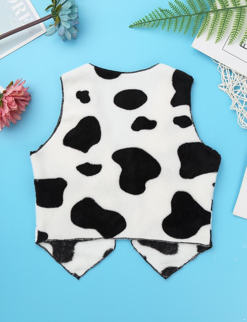 Unisex Kids Boys Girls Fancy Dress-up Flannel Sleeveless Printed Cosplay Theme Party Vest Waistcoat