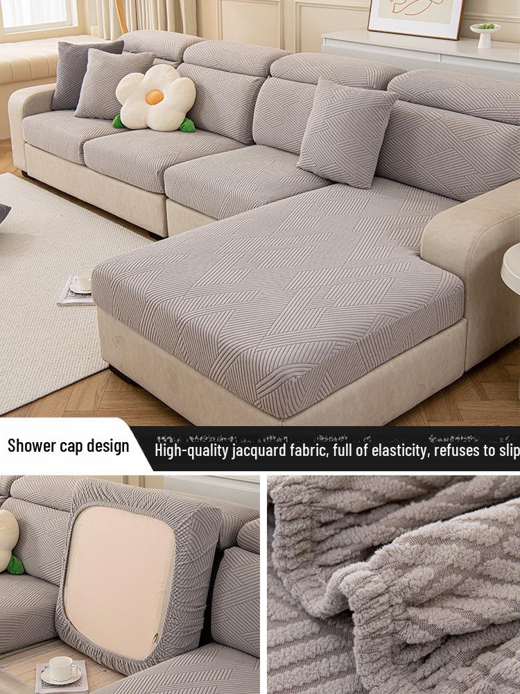 Thickened Non-Slip Polar Fleece Sofa Cover: Elastic, Full Coverage, Dustproof, High-Grade Design