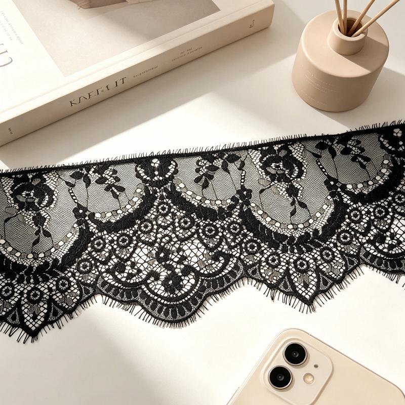 (3 meters/lot) width 160mm Floral Embroidered Eyelash Lace Ribbon Clothing Accessories lace material Handmade