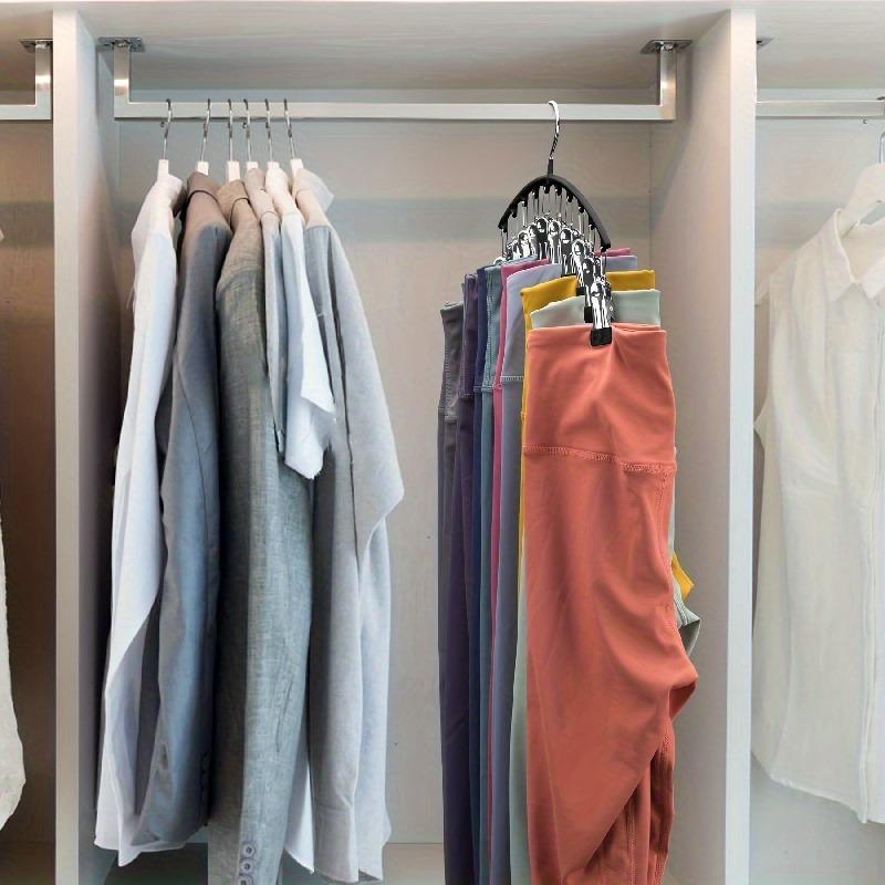 2pcs Metal Yoga Pants Hangers W/10 Clips,   Saving Hanging Closet Organizer W/Rubber Coated Closet Organizers and Storage, Black